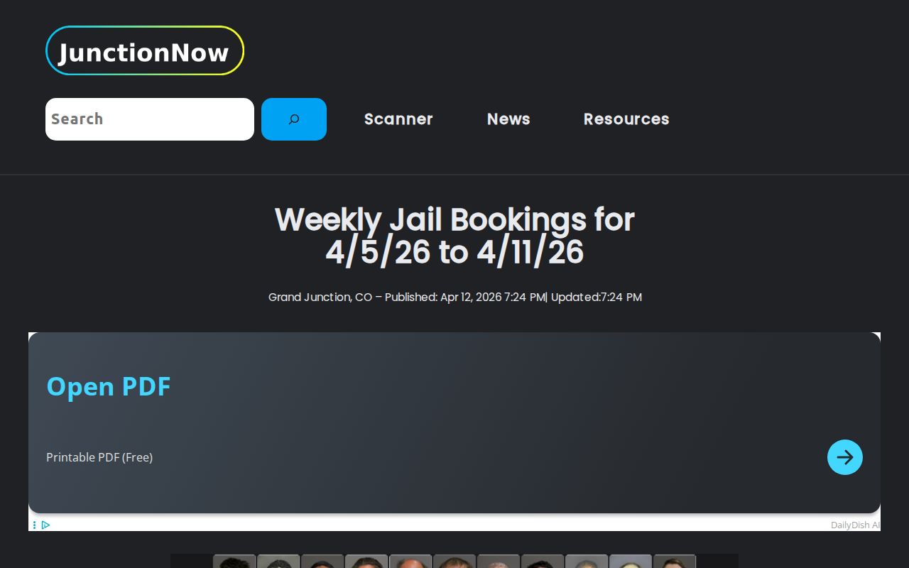 Mesa County weekly booking news format on JunctionNow