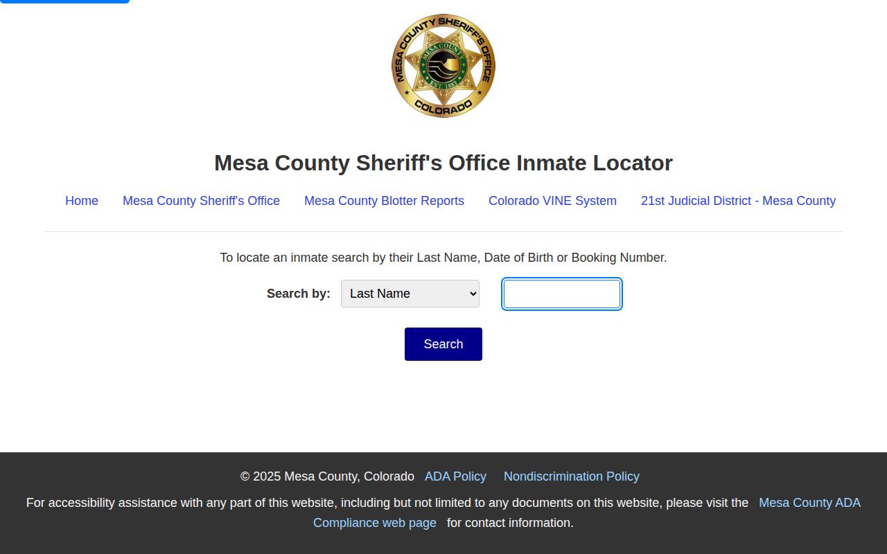 Mesa County current jail roster search form